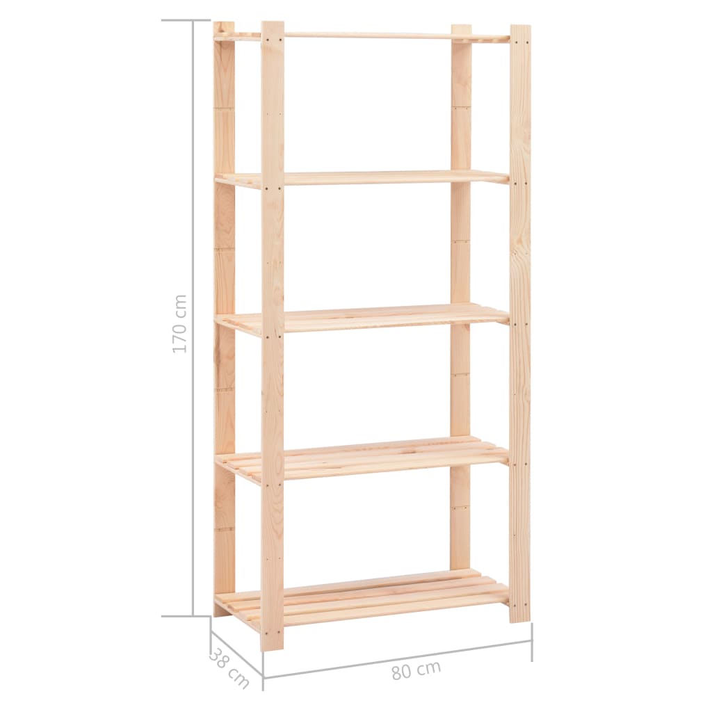 Étagères De Stockage 5 Niveaux 2 Pcs 80X38X170 Cm Pin 250 Kg