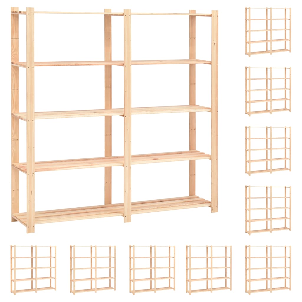 Étagère De Stockage 5 Niveaux 170X38X170 Cm Pin Solide 500 Kg