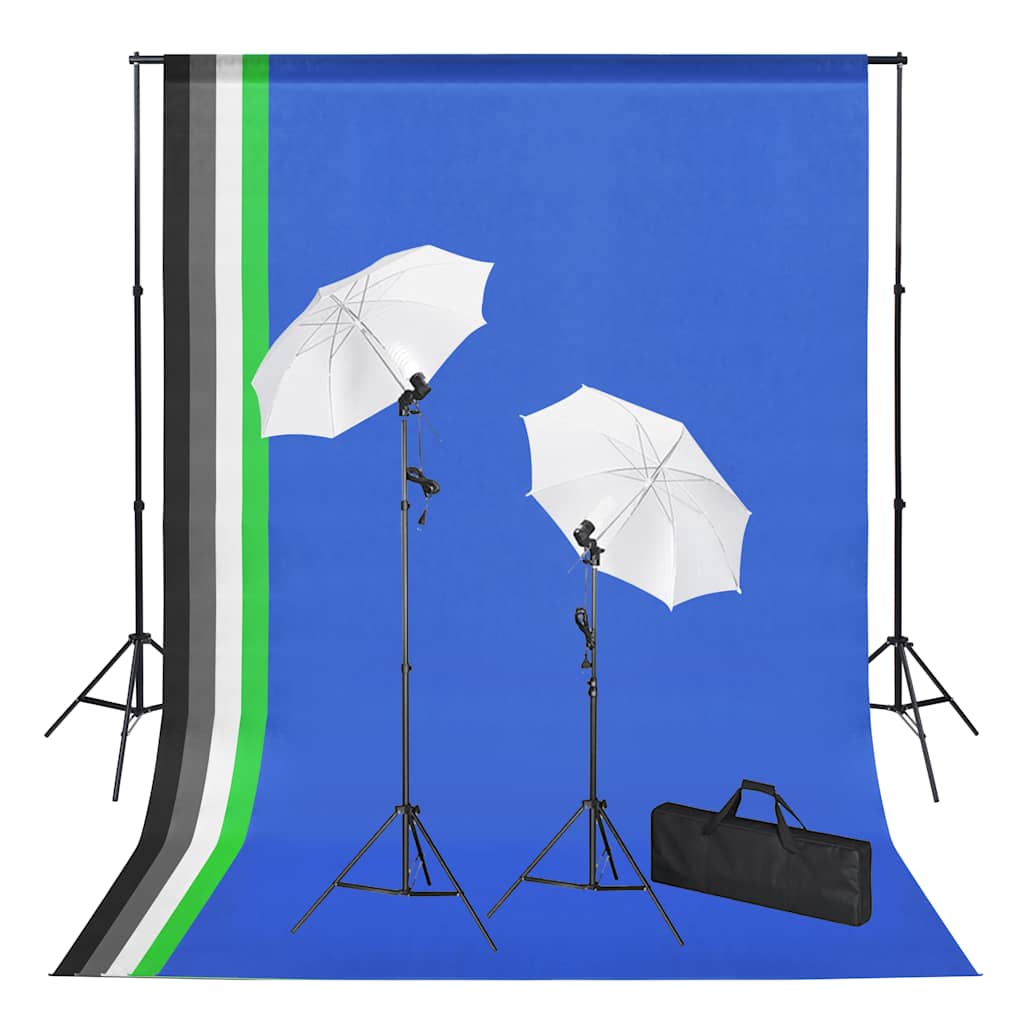 Kit De Studio Photo Avec Toiles De Fond, Lampes Et Parapluies