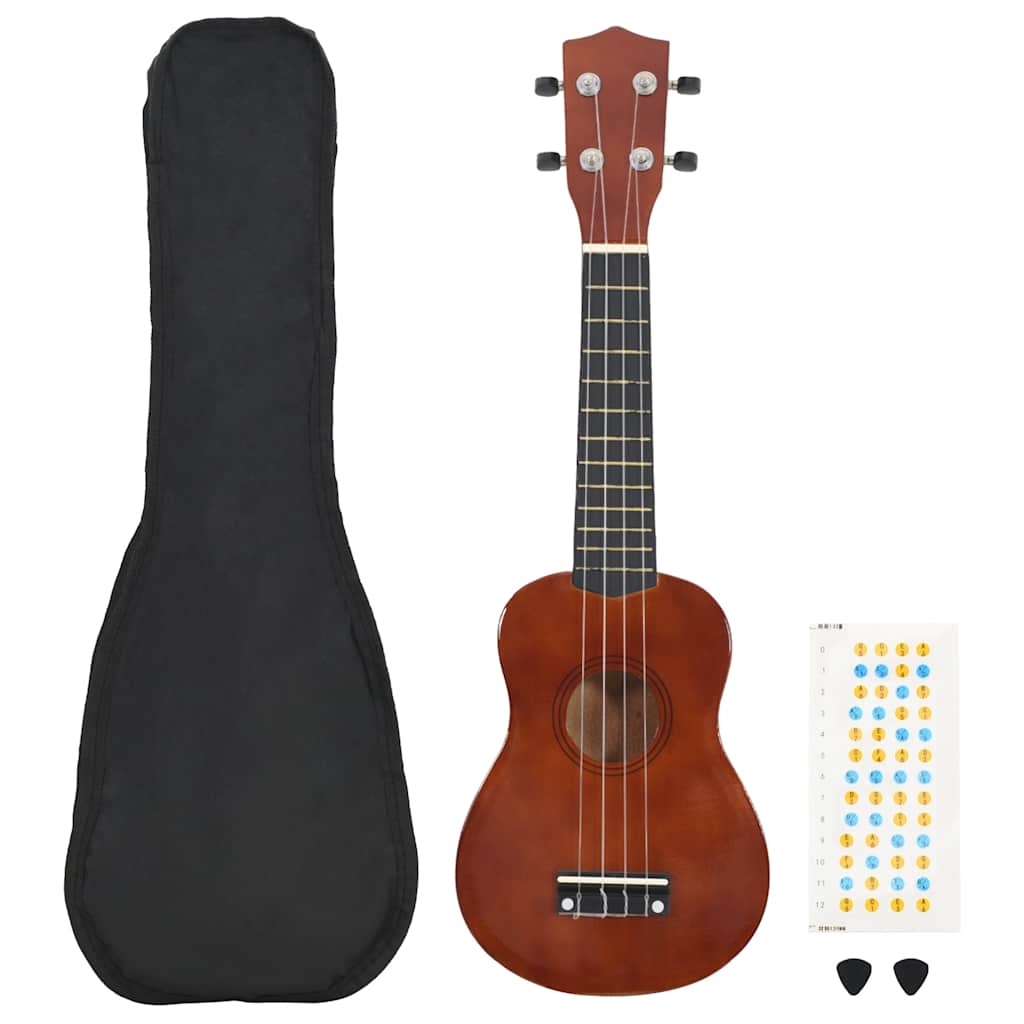 Jeu De Ukulélé Soprano Avec Sac Pour Enfants Bois Foncé