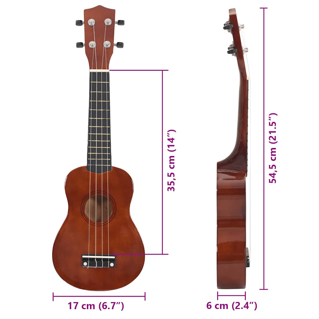 Jeu De Ukulélé Soprano Avec Sac Pour Enfants Bois Foncé