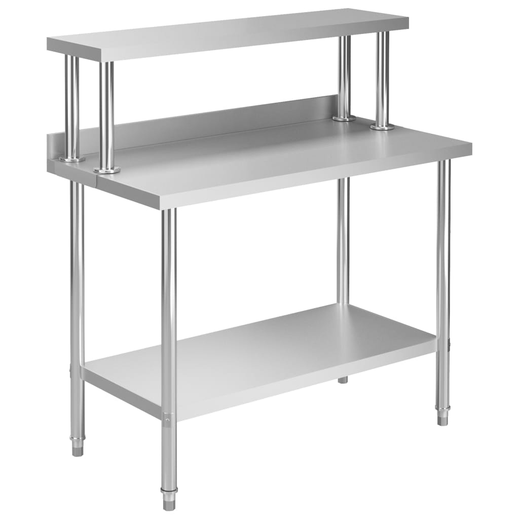 Table De Travail De Cuisine Avec Étagère 120X60X120 Cm Inox