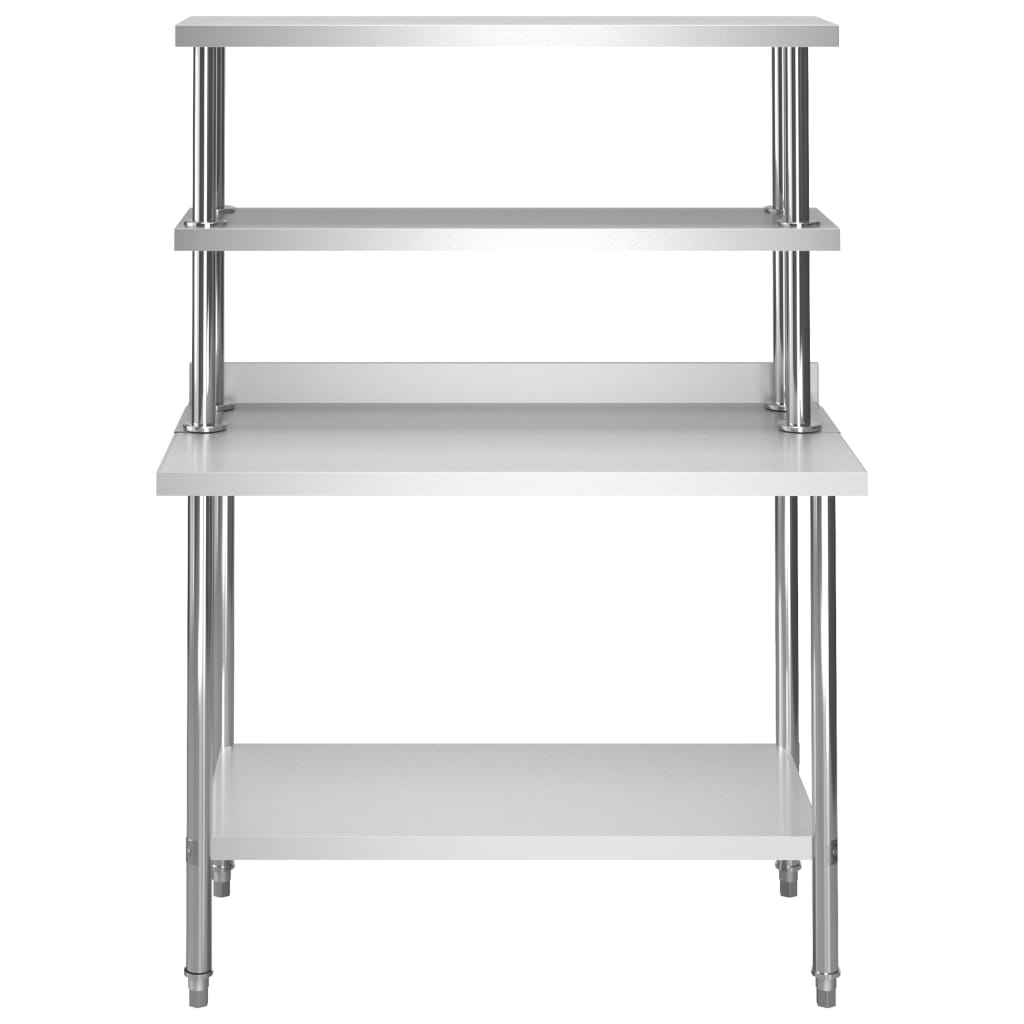 Table De Travail De Cuisine Avec Étagère 120X60X150 Cm Inox