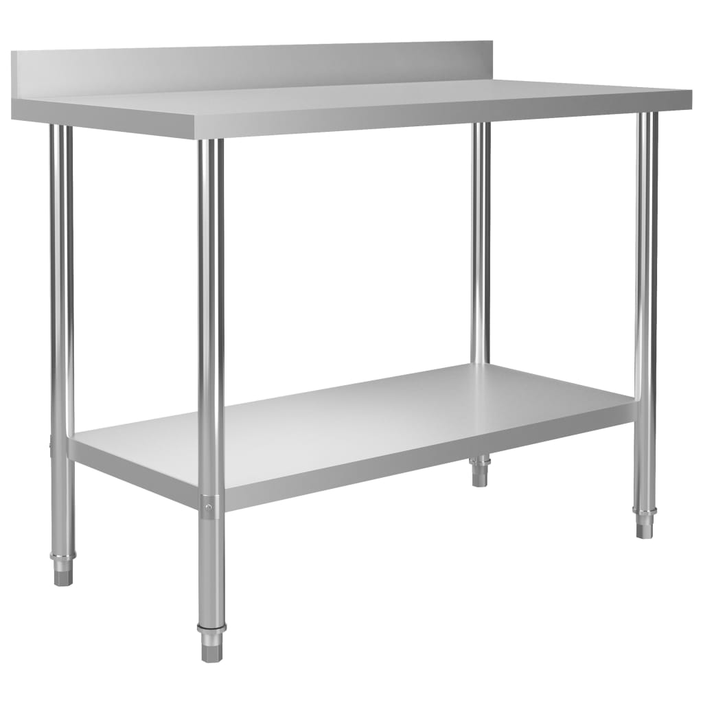Table De Travail De Cuisine Avec Étagère 120X60X150 Cm Inox