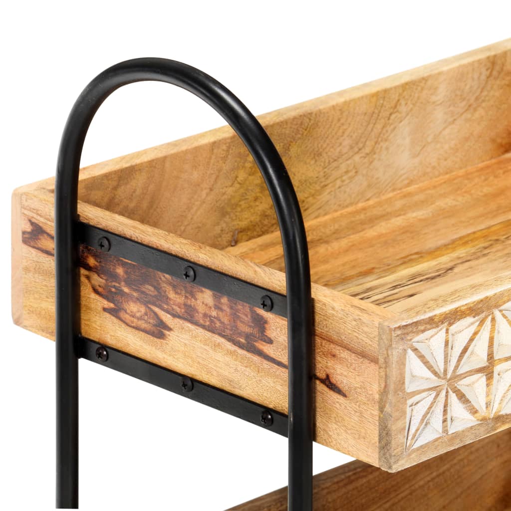 Chariot De Cuisine À 3 Niveaux 46X30X76 Cm Bois De Manguier