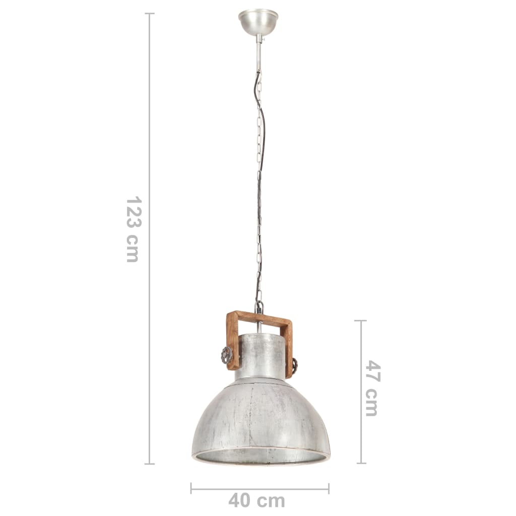 Lampe Suspendue Industrielle 25 W É Rond 40 Cm E27 Argent