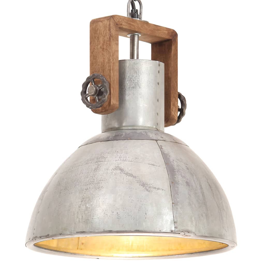 Lampe Suspendue Industrielle 25 W É Rond 40 Cm E27 Argent