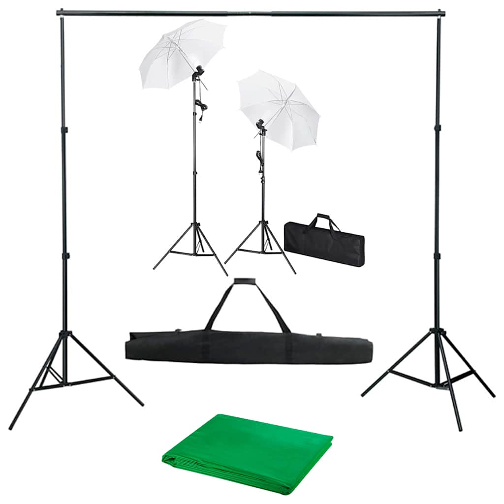 Kit De Studio Photo Avec Toile De Fond Lampes Et Parapluies