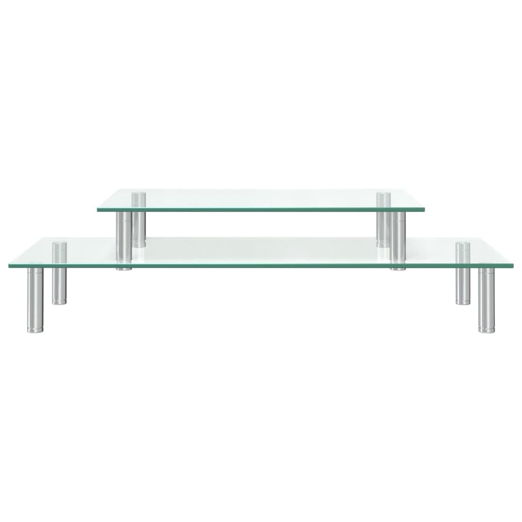 Support De Moniteur À 2 Niveaux Verre Transparent