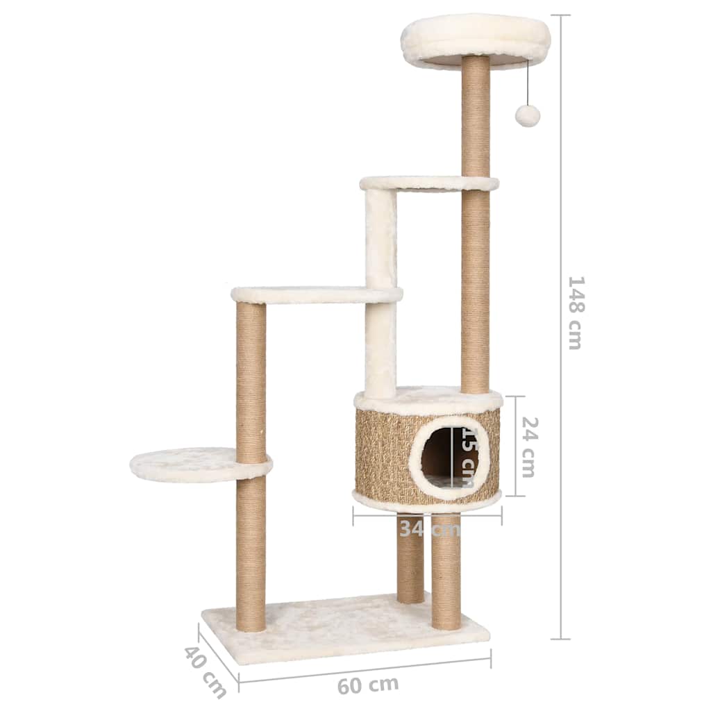 Arbre À Chat Coussin De Luxe Et Grattoir 148 Cm Herbiers Marins