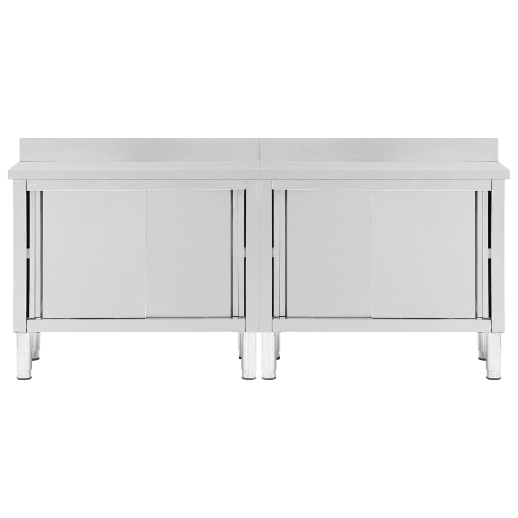 Tables Avec Portes Coulissantes 2 Pcs Inox