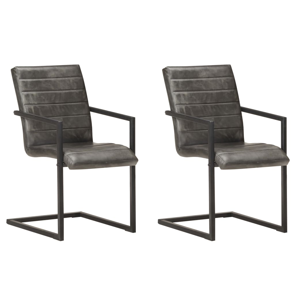 Chaises À Manger Cantilever Lot De 6 Marron Cuir Véritable