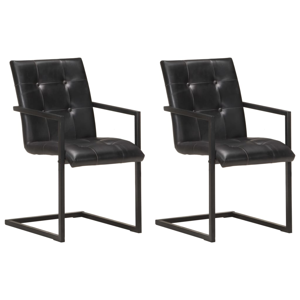 Chaises À Manger Cantilever Lot De 6 Marron Cuir Véritable