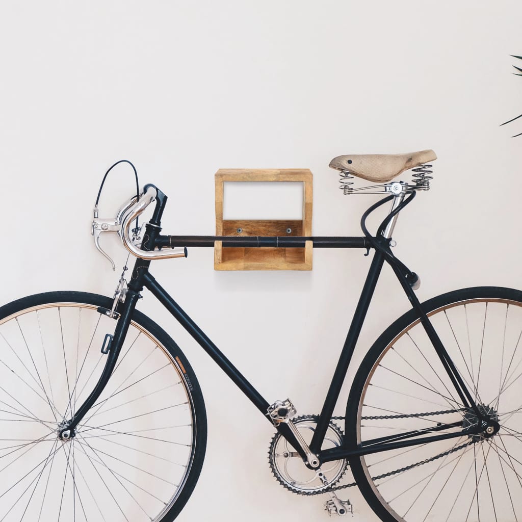Support Mural De Vélos 35X25X25 Cm Bois De Manguier Brut Solide