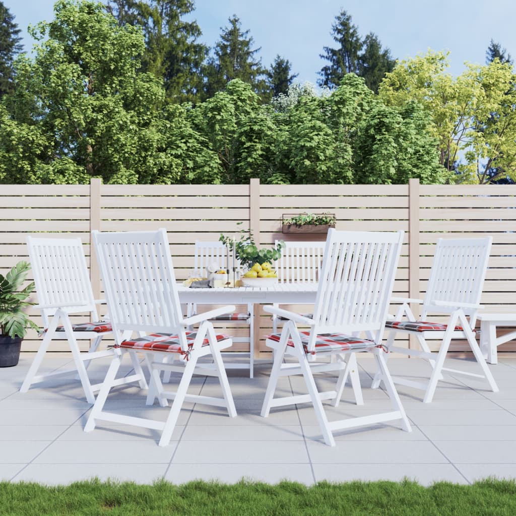 Coussins De Chaise De Jardin Lot De 6 Carreaux Rouges 40X40X3Cm