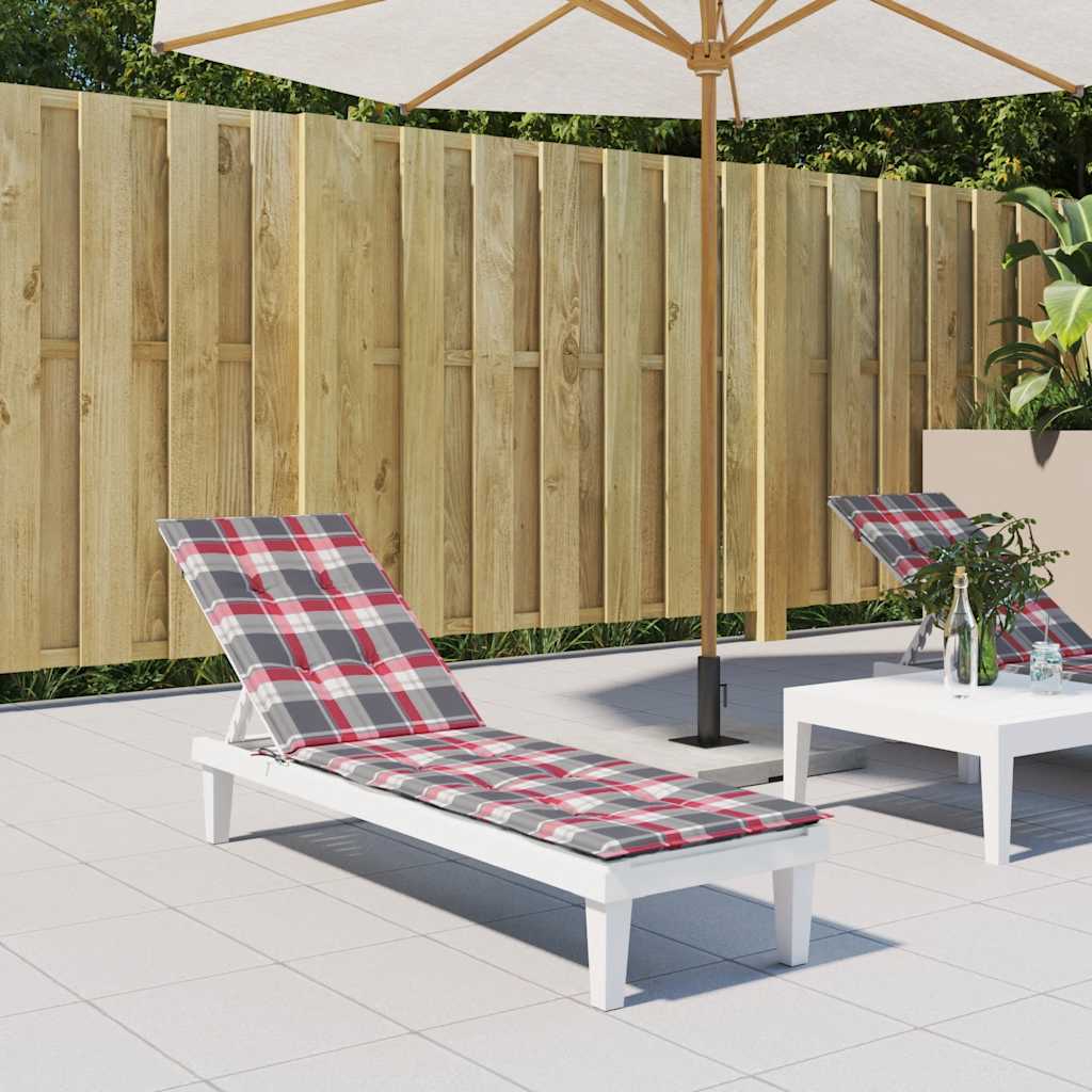 Coussin De Chaise De Terrasse Carreaux Rouge (75+105)X50X4 Cm