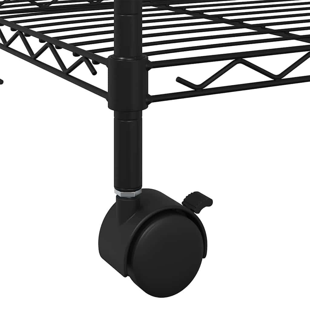 Étagère De Rangement 3 Niveaux Et Roues 150 Kg Noir