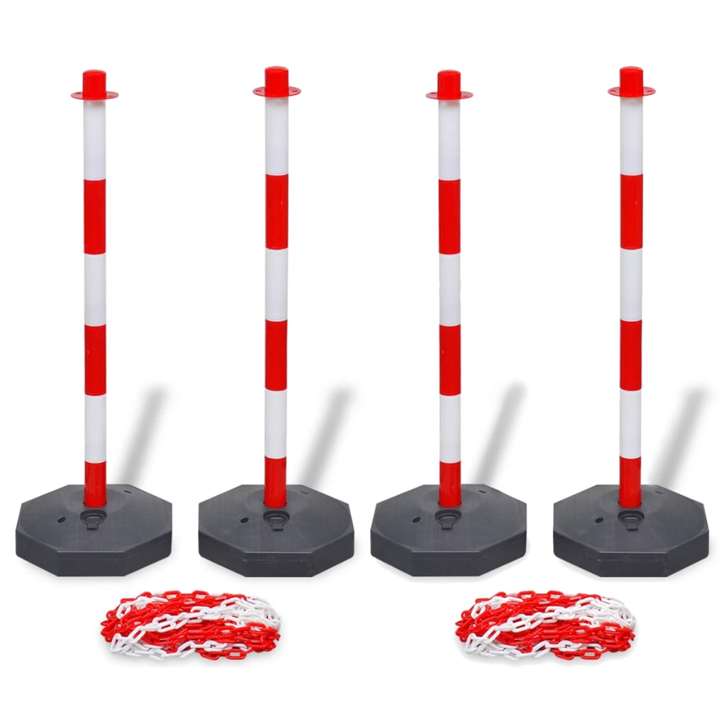 Jeu De 4 Poteaux À Chaîne Et 2 Chaînes En Plastique 10M Chacune