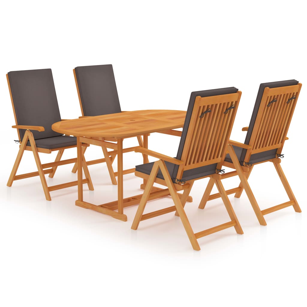 Ensemble À Manger De Jardin 5Pcs Coussins Bois Teck Massif