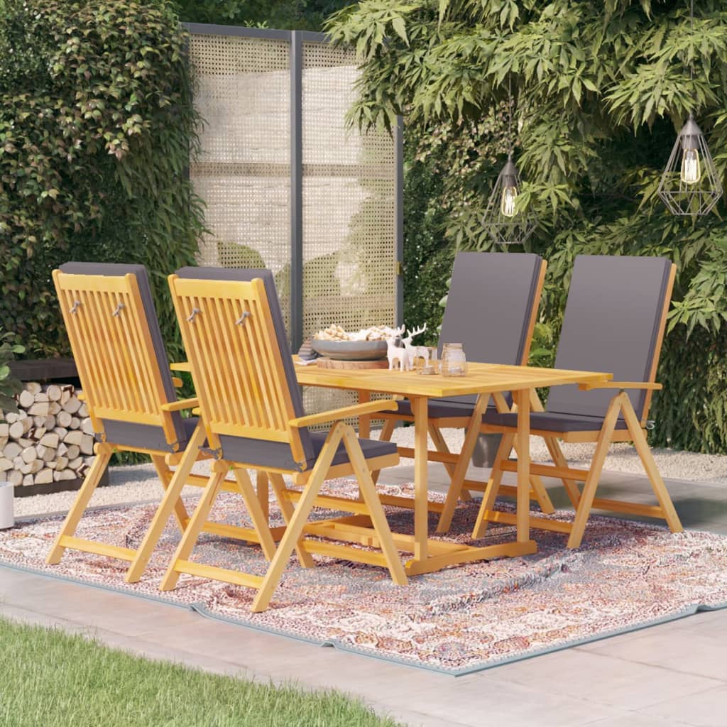 Ensemble À Manger De Jardin 5Pcs Coussins Bois Teck Massif