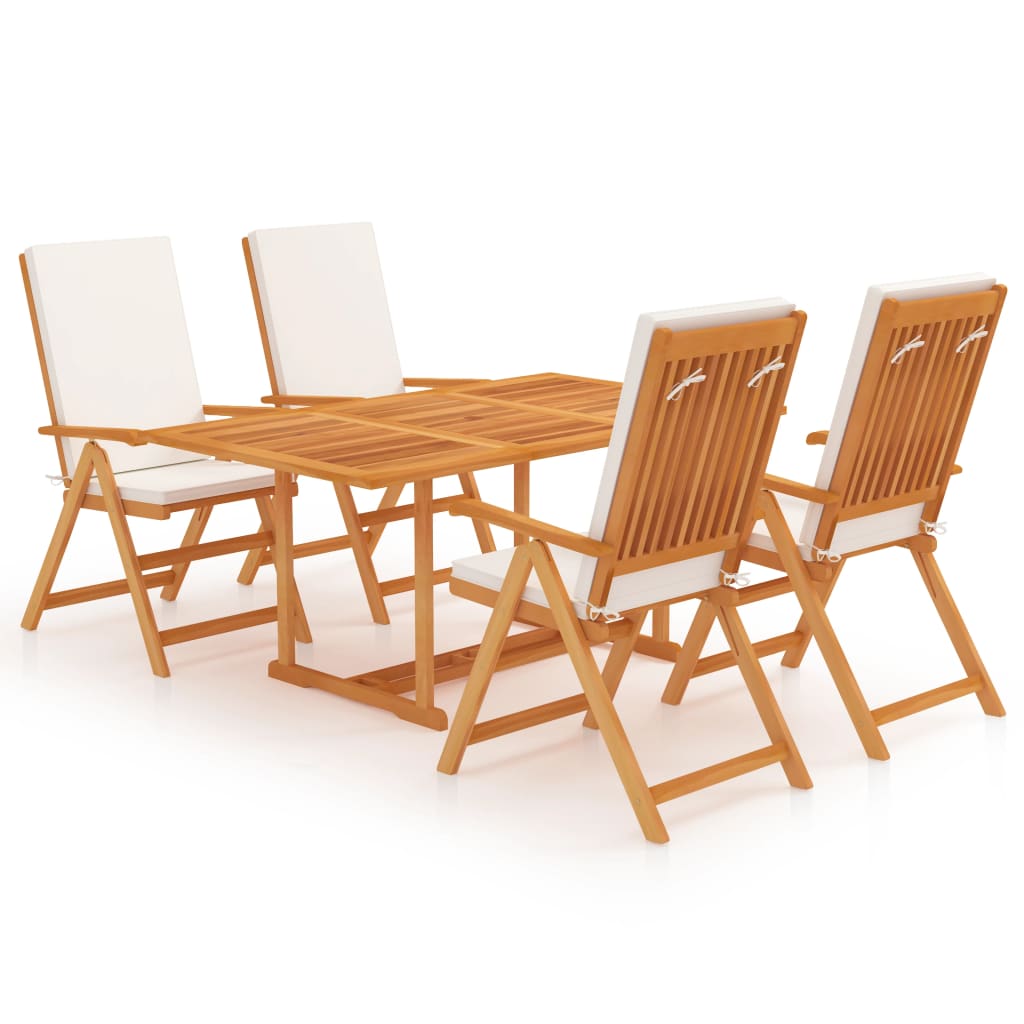 Ensemble À Manger De Jardin 5Pcs Coussins Bois Teck Massif