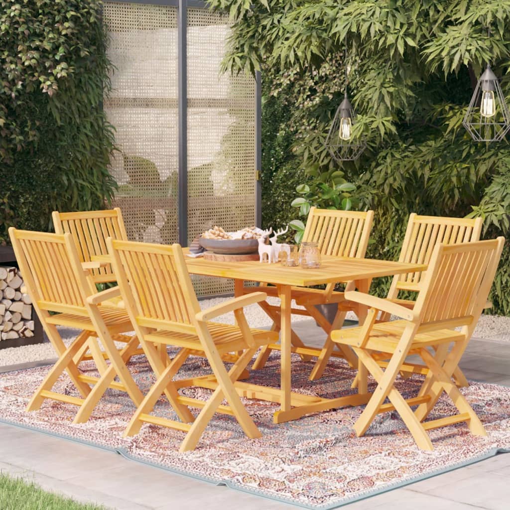 Ensemble À Manger De Jardin 7 Pcs Bois De Teck Massif