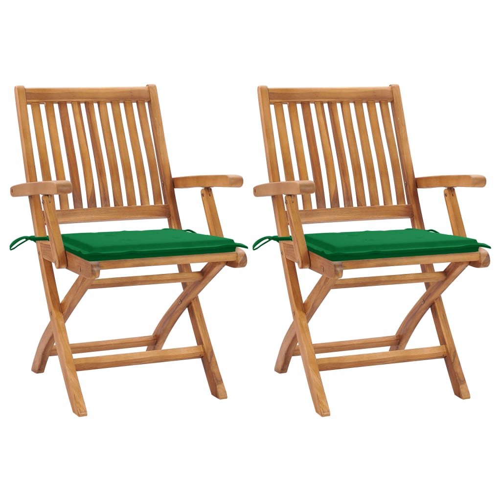 Chaises Pliantes Avec Coussins, 6 Pièces, En Teck Massif
