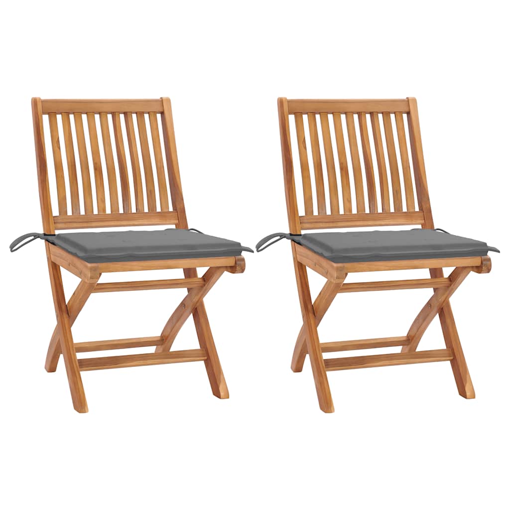 Chaises Pliantes Avec Coussins, 6 Pièces, En Teck Massif