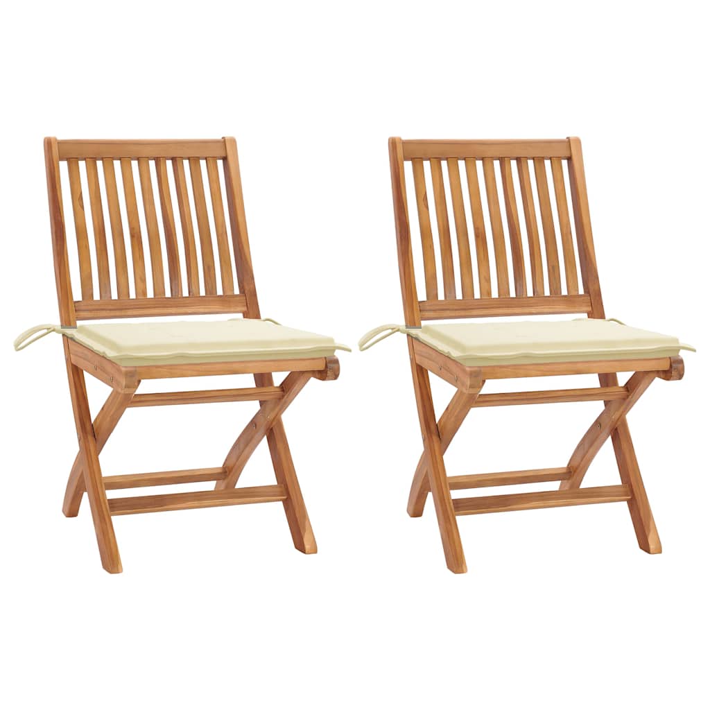 Chaises Pliantes Avec Coussins, 6 Pièces, En Teck Massif