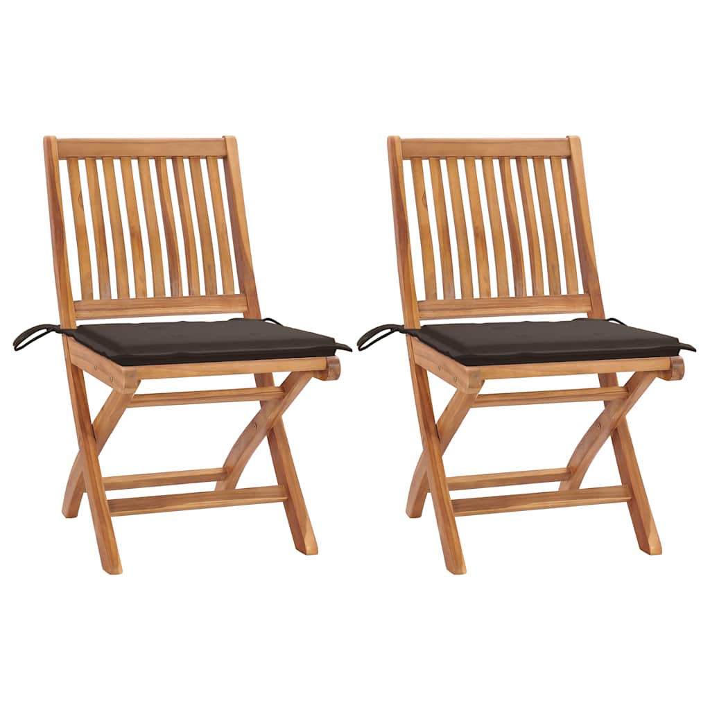 Chaises Pliantes Avec Coussins, 6 Pièces, En Teck Massif
