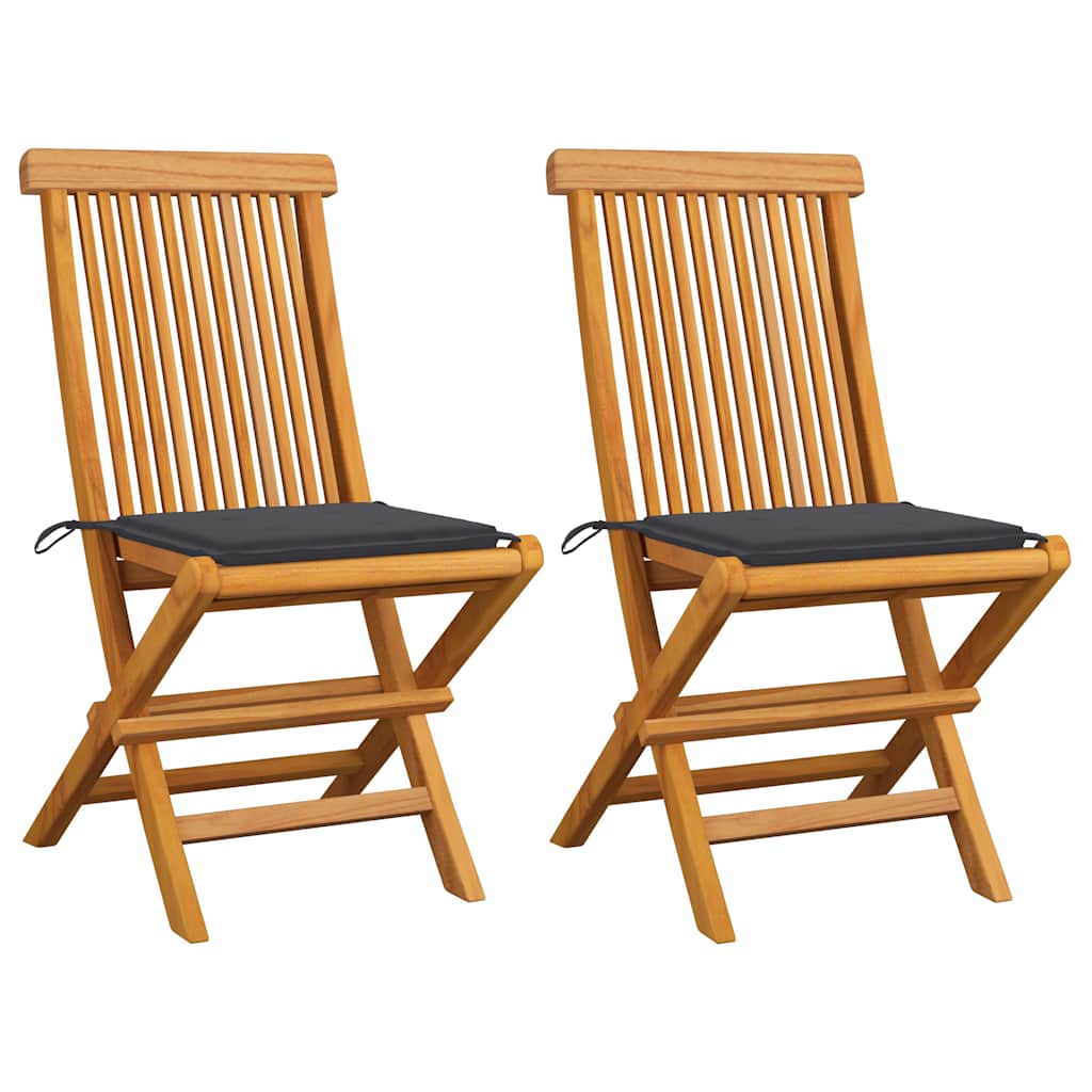 Chaises Pliantes Avec Coussins À Carreaux Rouges (6 Pièces) En Bois De Teck Massif