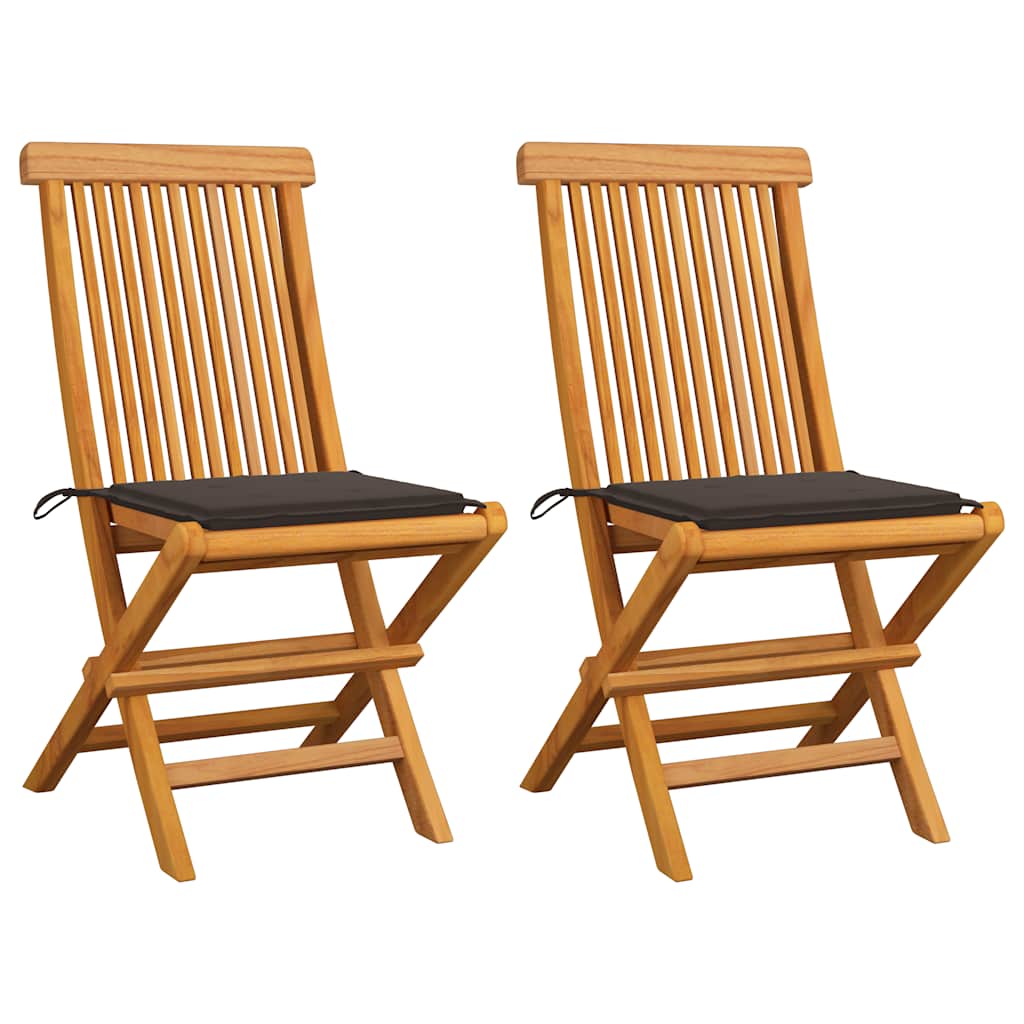 Chaises Pliantes Avec Coussins À Carreaux Rouges (6 Pièces) En Bois De Teck Massif