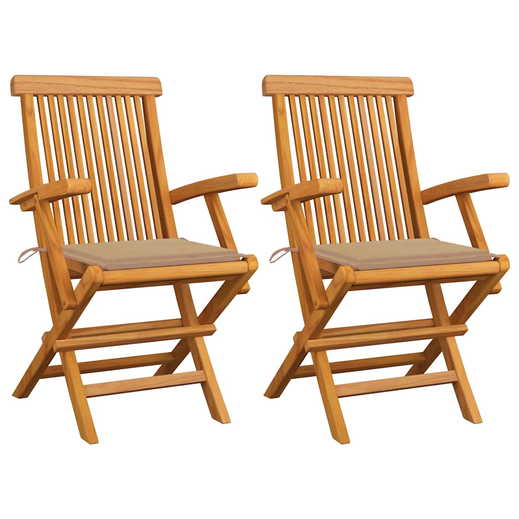 Chaises Pliantes Avec Coussins À Carreaux Rouges (6 Pièces) En Bois De Teck Massif