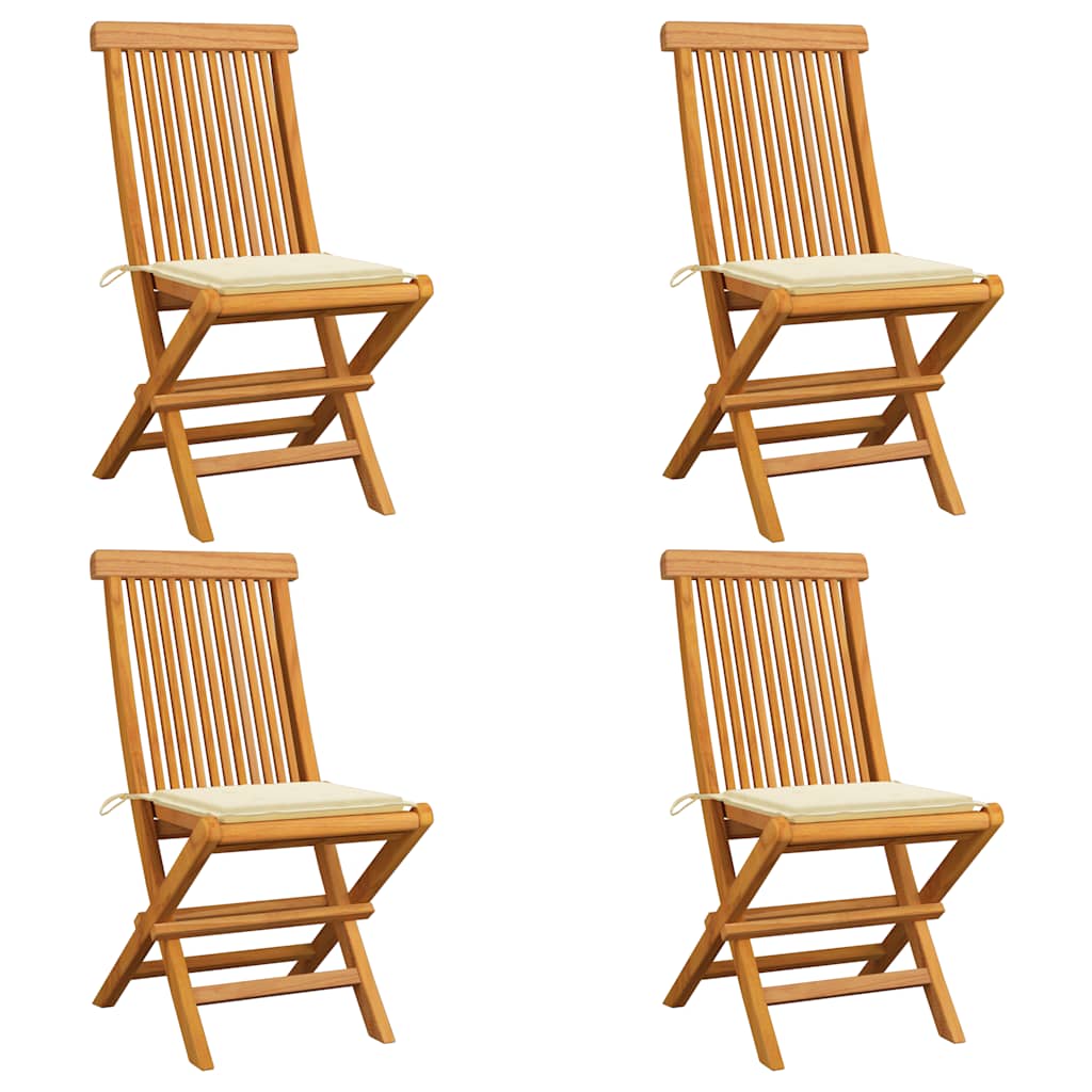 Chaises Pliantes Avec Coussins À Carreaux Rouges (6 Pièces) En Bois De Teck Massif