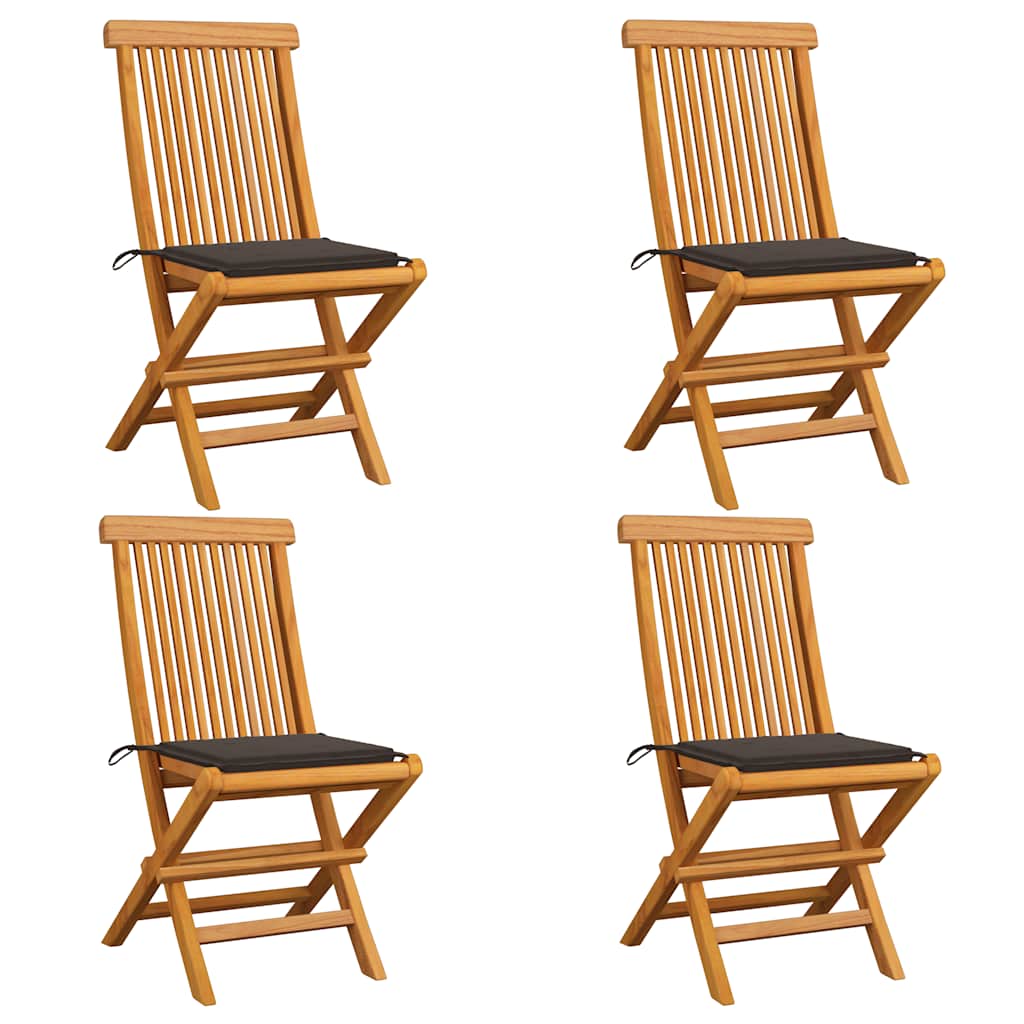 Chaises Pliantes Avec Coussins À Carreaux Rouges (6 Pièces) En Bois De Teck Massif