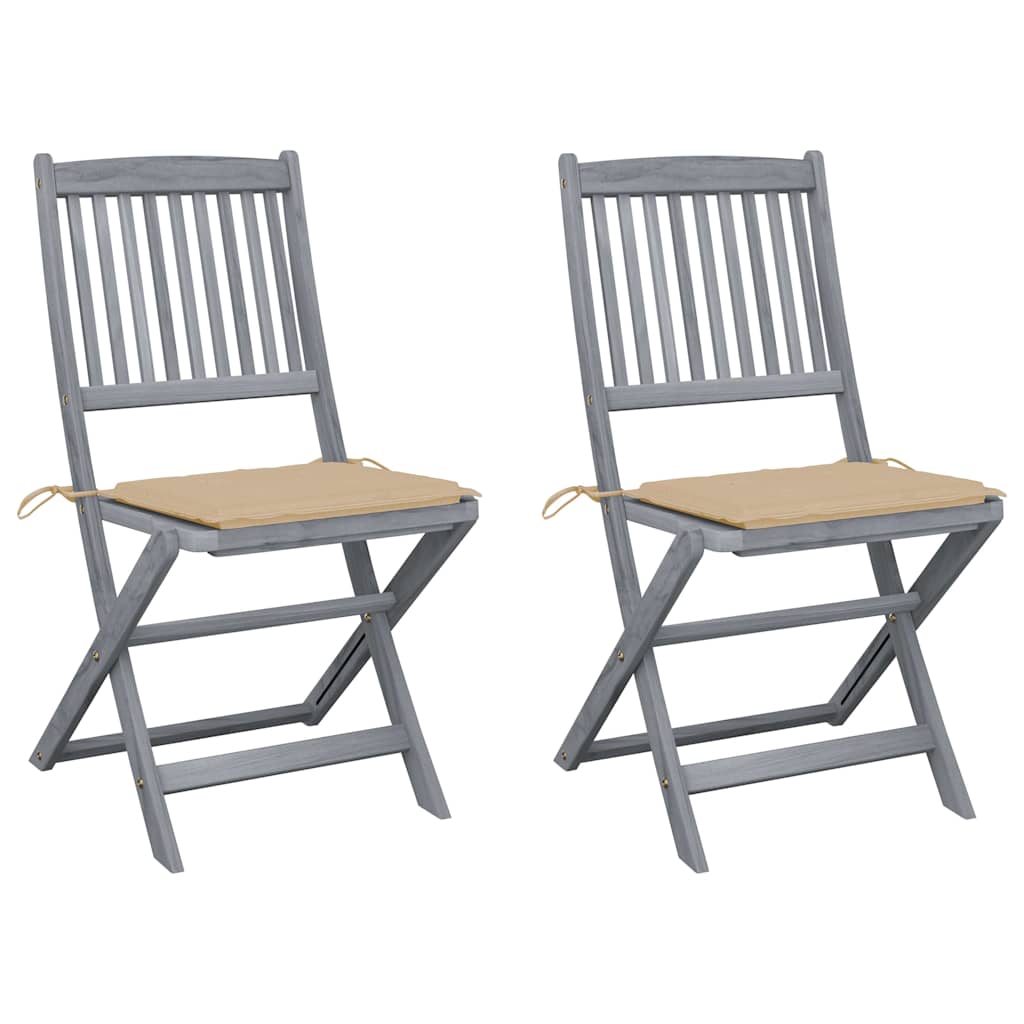 Chaises Pliantes 6 Pièces Avec Coussins En Bois D'acacia Massif