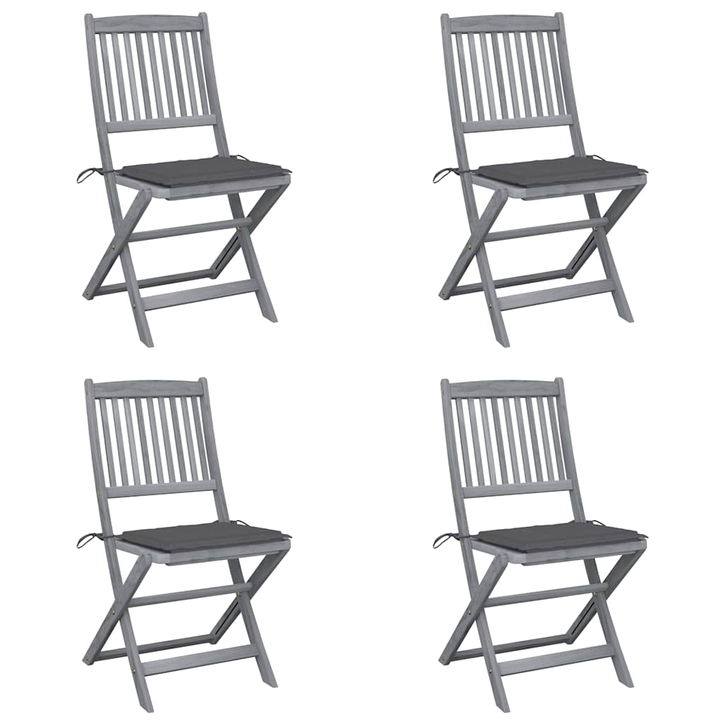 Chaises Pliantes 6 Pièces Avec Coussins En Bois D'acacia Massif