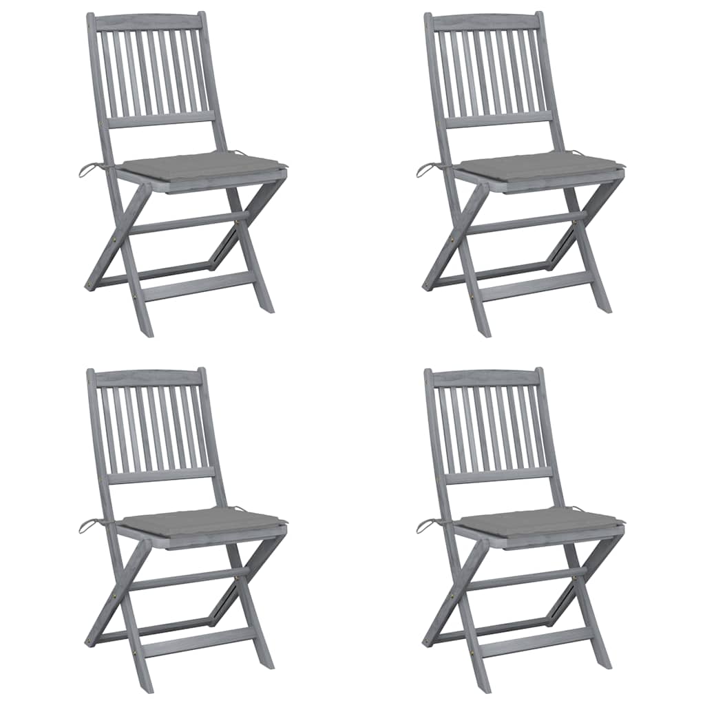 Chaises Pliantes 6 Pièces Avec Coussins En Bois D'acacia Massif