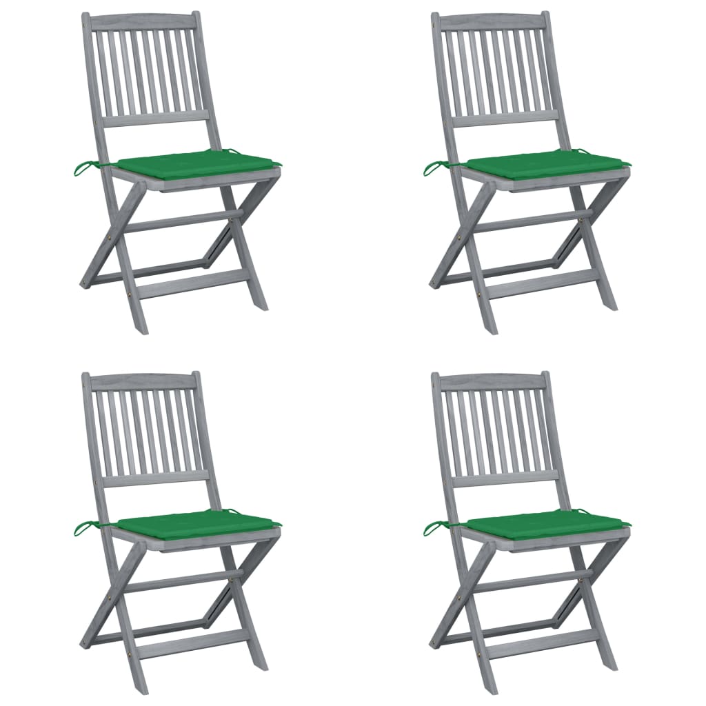 Chaises Pliantes 6 Pièces Avec Coussins En Bois D'acacia Massif