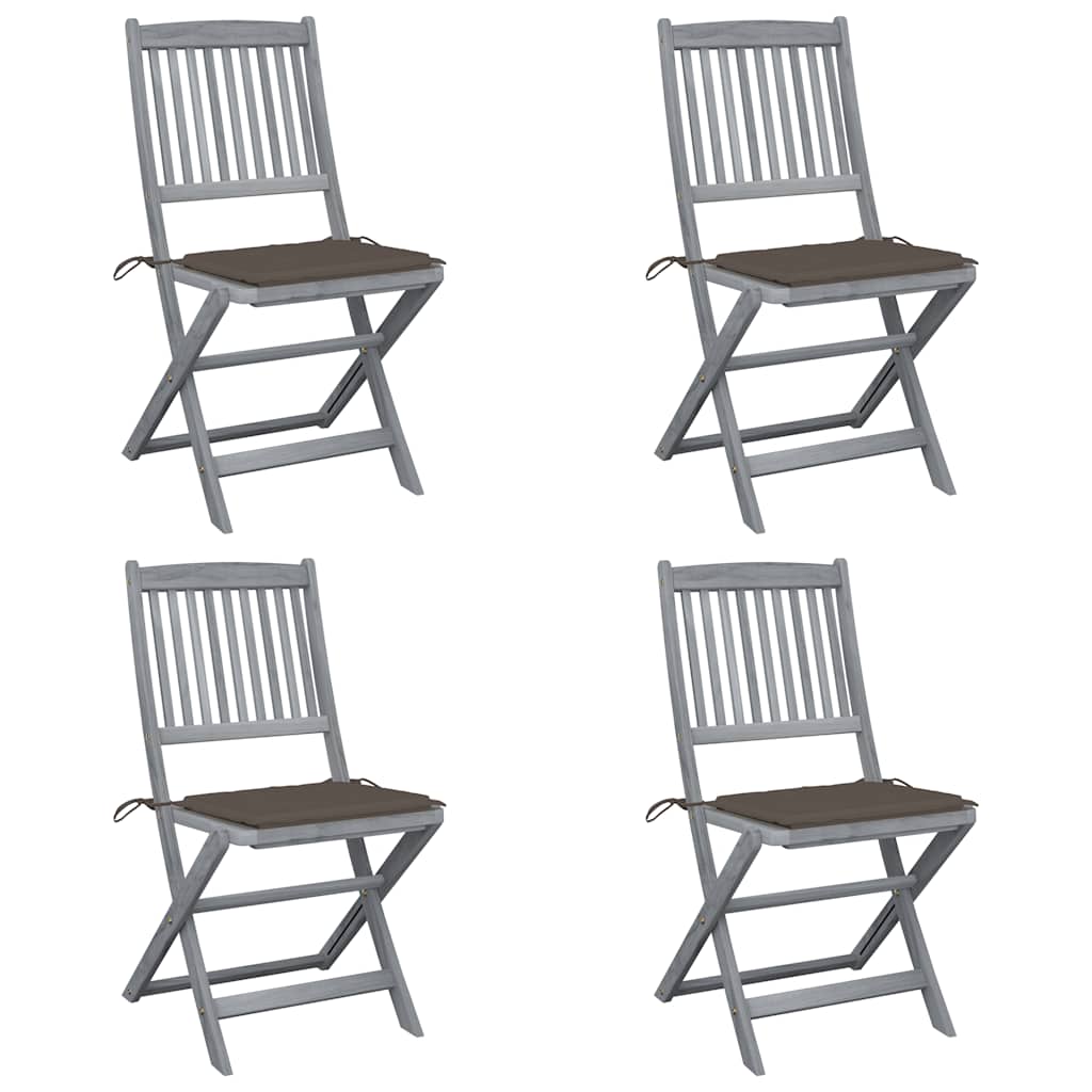 Chaises Pliantes 6 Pièces Avec Coussins En Bois D'acacia Massif