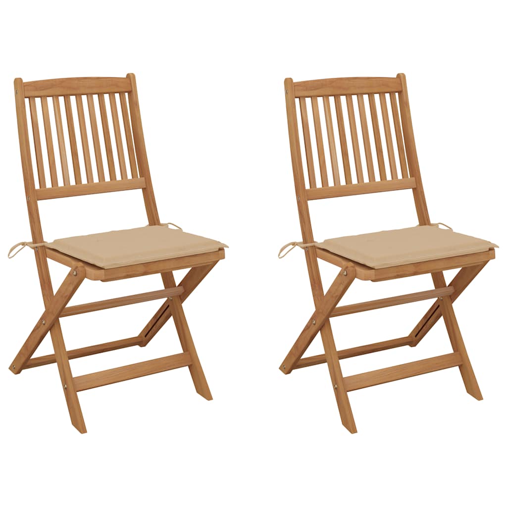 Chaises Pliables De Jardin Lot De 4 Avec Coussins Bois D'acacia