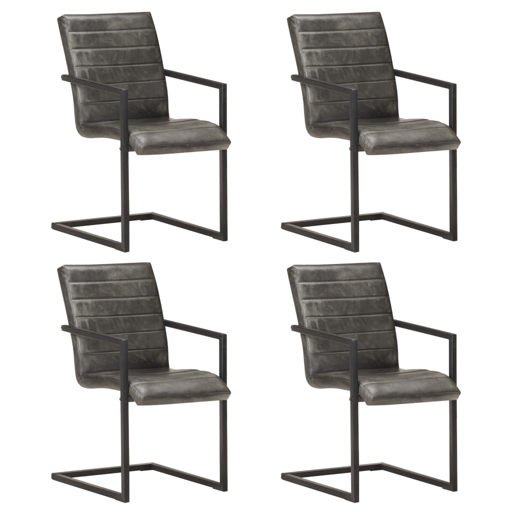 Chaises À Manger Cantilever Lot De 6 Marron Cuir Véritable