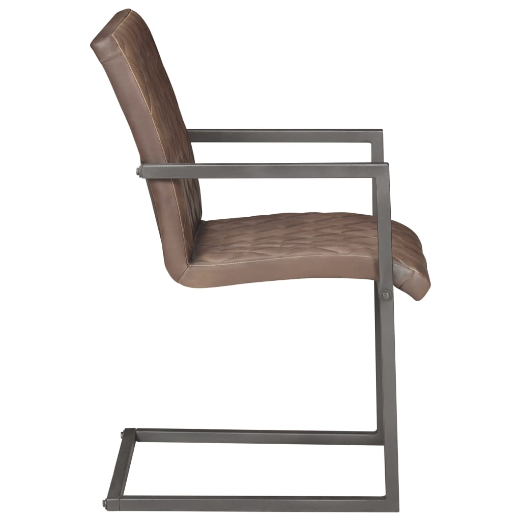 Chaises À Manger Cantilever Lot De 6 Marron Cuir Véritable