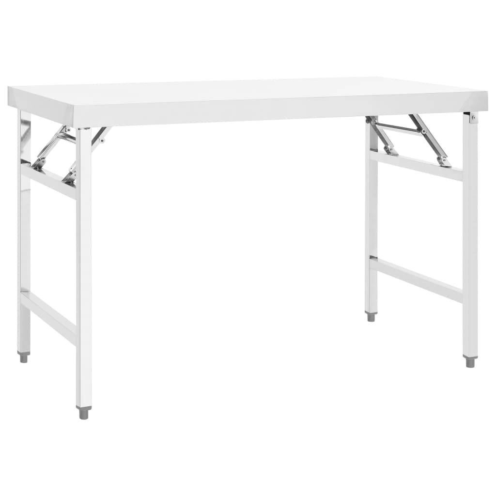 Table De Travail Pliable De Cuisine 85X60X80Cm Acier Inoxydable