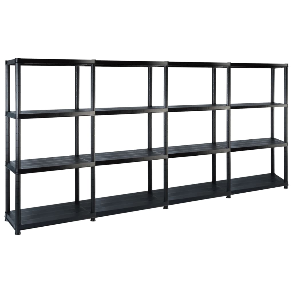 Étagère De Rangement À 4 Niveaux Noir 61X30,5X130 Cm Plastique