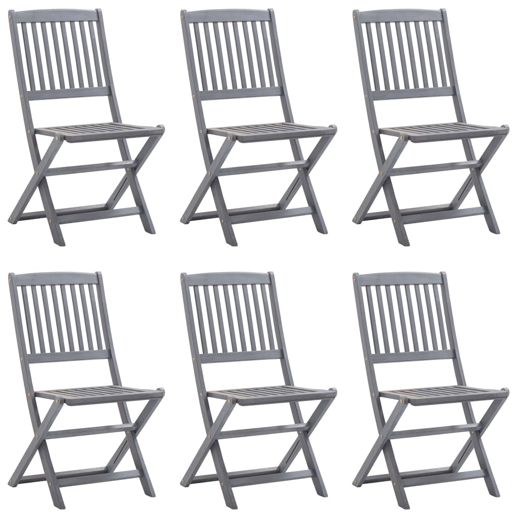 Chaises Pliantes 6 Pièces Avec Coussins En Bois D'acacia Massif