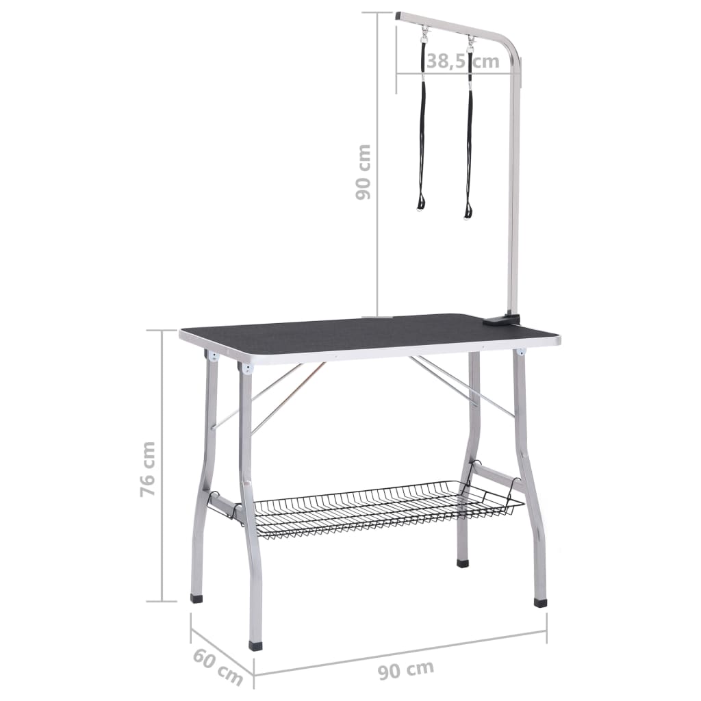 Table De Toilettage Réglable De Chiens Avec 2 Boucles Et Panier
