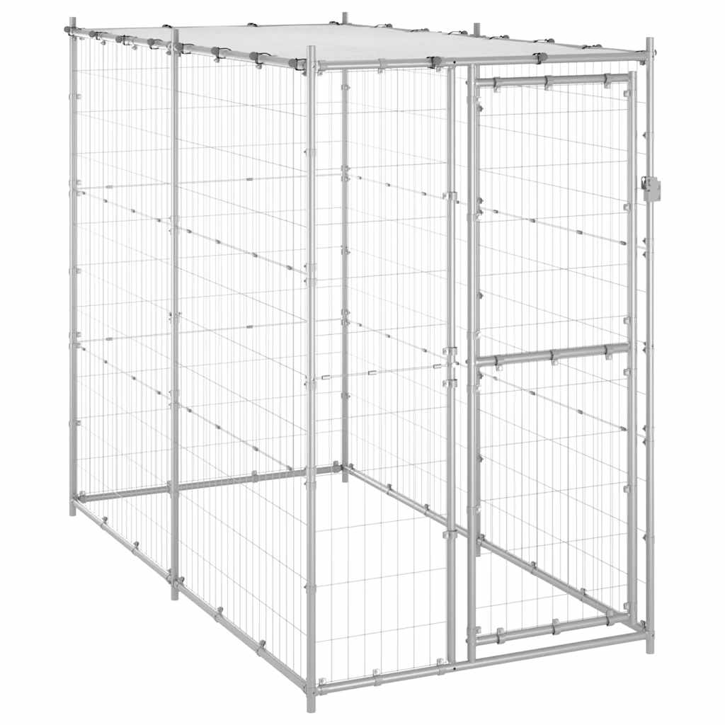 Chenil D'extérieur Pour Chiens Acier Avec Toit Oui