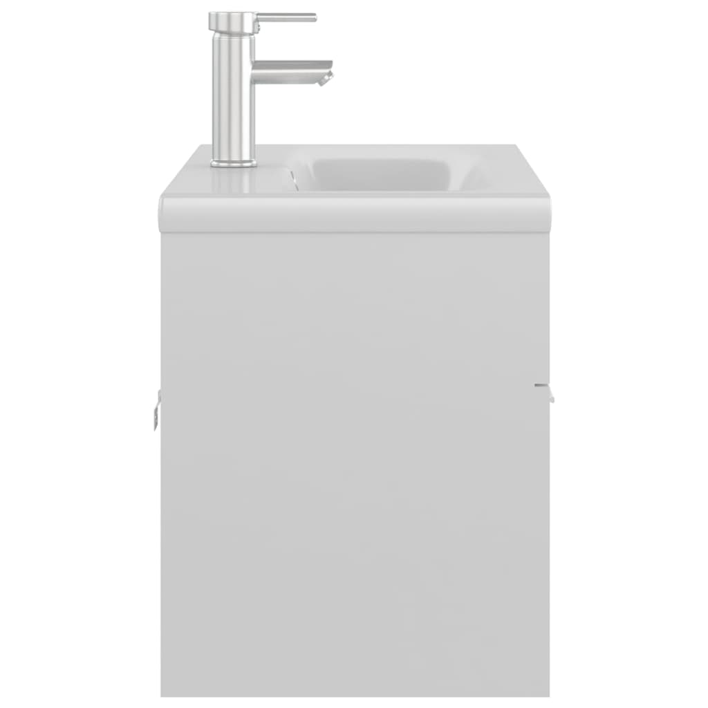 Armoire D'évier Avec Lavabo Intégré Aggloméré Blanc Brillant