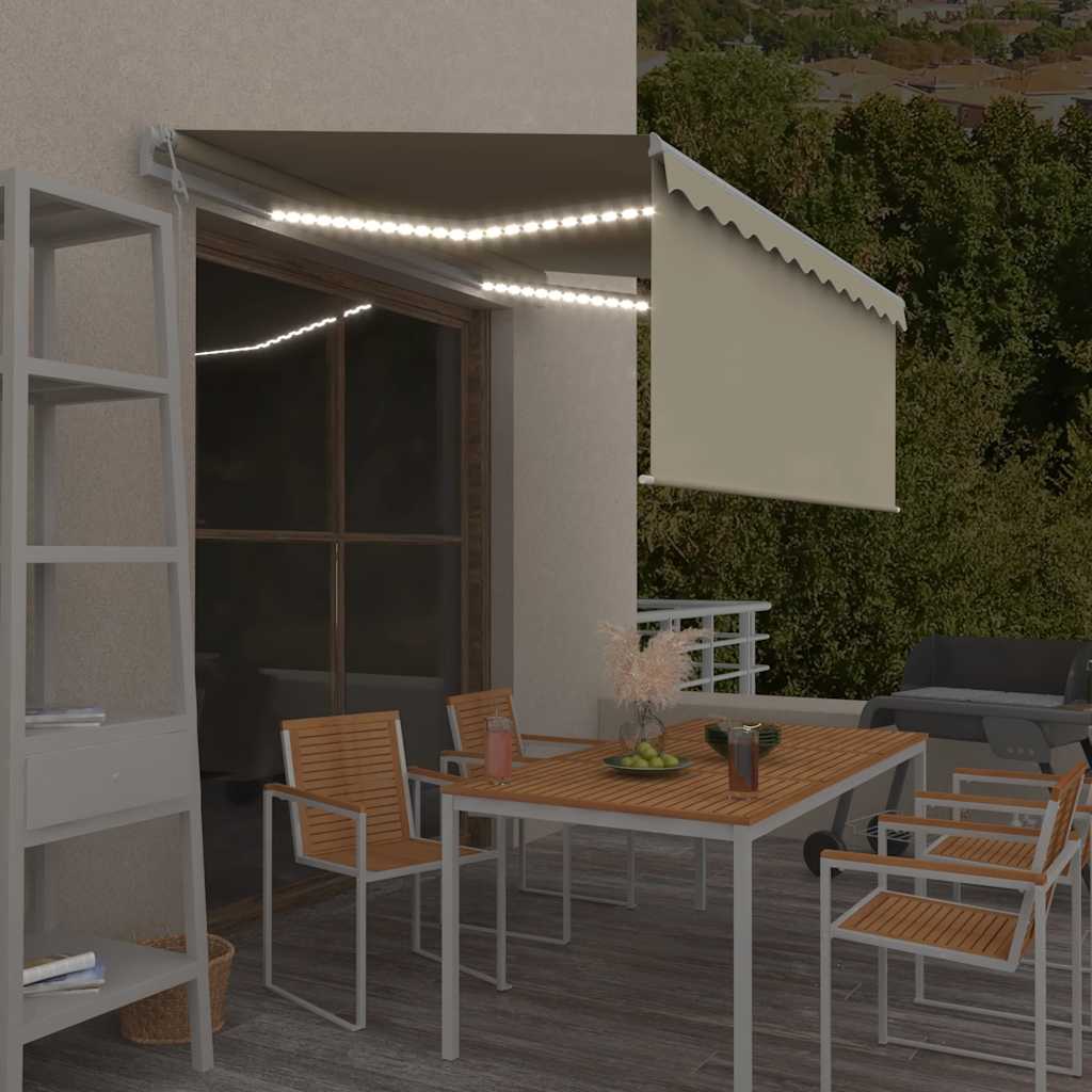 Auvent Automatique Store Capteur De Vent Et Led Crème